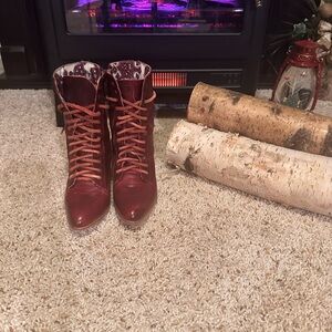 Freebird Burgundy Lace-Up Women's Boots